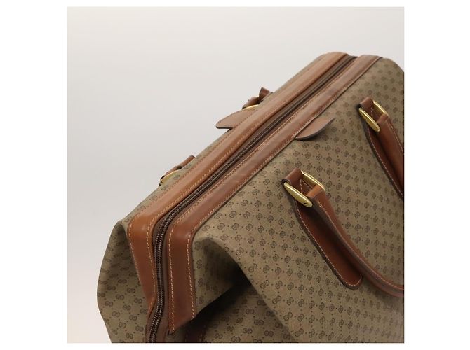 Gucci Borsa Boston Micro GG Supreme PVC Beige Oro 012 024 0467 45 Auth 124459 D'oro - vista 6