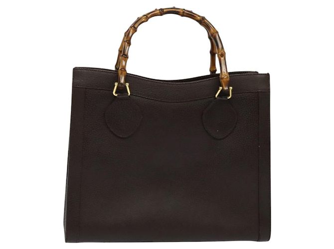 Borsa a mano in pelle Gucci Bamboo marrone oro Auth ep8928 D'oro - vista 13