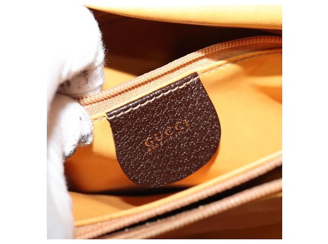 Borsa a mano in pelle Gucci Bamboo marrone oro Auth ep8928 D'oro - vista 17