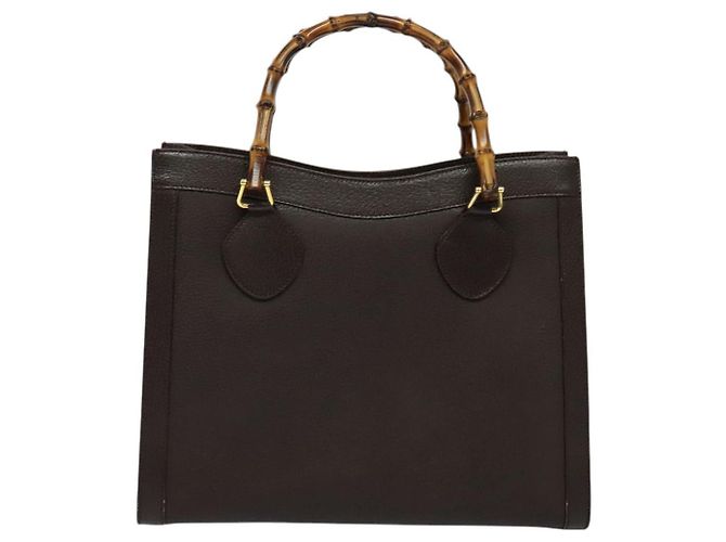 Borsa a mano in pelle Gucci Bamboo marrone oro Auth ep8928 D'oro - vista 2