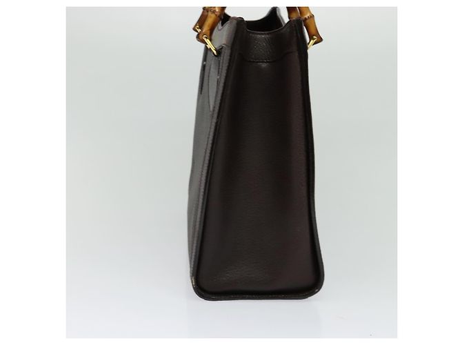 Borsa a mano in pelle Gucci Bamboo marrone oro Auth ep8928 D'oro - vista 3