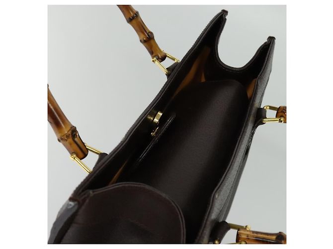 Borsa a mano in pelle Gucci Bamboo marrone oro Auth ep8928 D'oro - vista 6