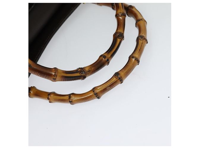 Borsa a mano in pelle Gucci Bamboo marrone oro Auth ep8928 D'oro - vista 7