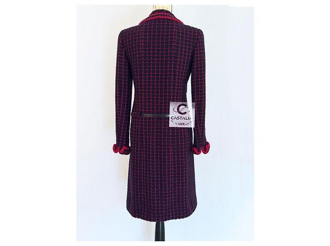 Chanel Abrigo de tweed Rarefied Collectors con cinturón de logo 40 FR Multicolor - vista 10