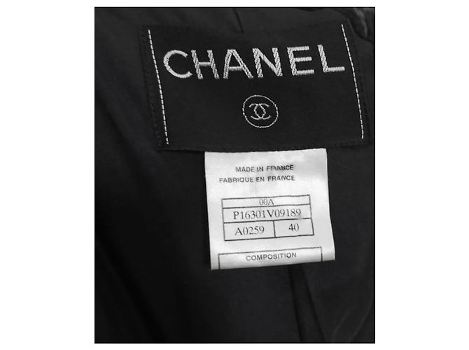 Chanel Abrigo de tweed Rarefied Collectors con cinturón de logo 40 FR Multicolor - vista 12