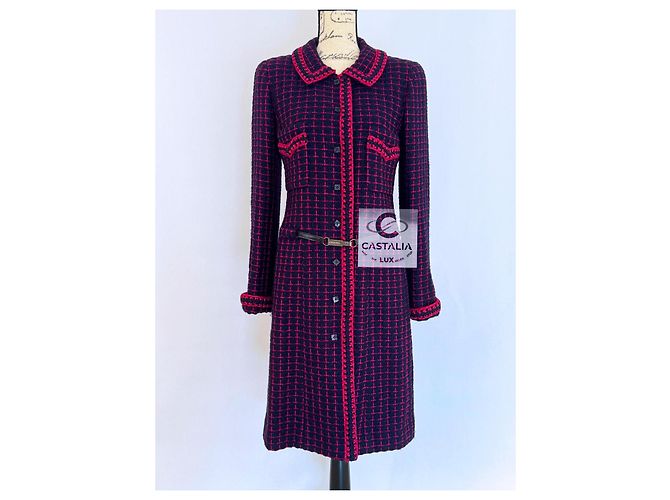Chanel Abrigo de tweed Rarefied Collectors con cinturón de logo 40 FR Multicolor - vista 2