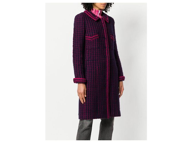 Chanel Abrigo de tweed Rarefied Collectors con cinturón de logo 40 FR Multicolor - vista 3