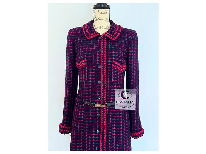 Chanel Abrigo de tweed Rarefied Collectors con cinturón de logo 40 FR Multicolor - vista 5