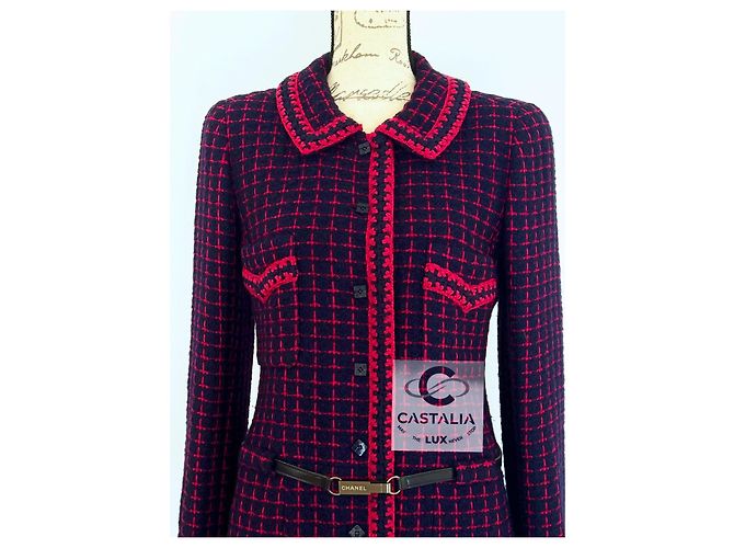 Chanel Abrigo de tweed Rarefied Collectors con cinturón de logo 40 FR Multicolor - vista 6