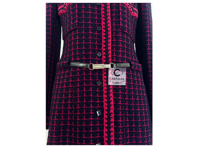 Chanel Abrigo de tweed Rarefied Collectors con cinturón de logo 40 FR Multicolor - vista 7