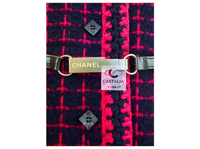 Chanel Abrigo de tweed Rarefied Collectors con cinturón de logo 40 FR Multicolor - vista 8