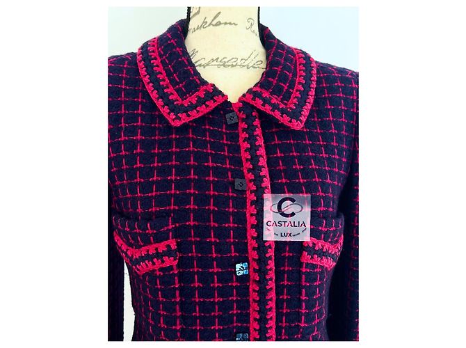 Chanel Abrigo de tweed Rarefied Collectors con cinturón de logo 40 FR Multicolor - vista 9