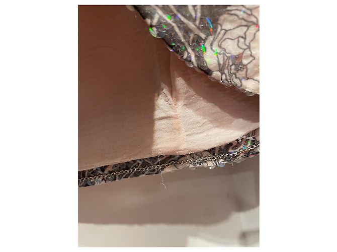 Giacca Chanel con paillettes rosa e grigia in seta Grigio - vista 5