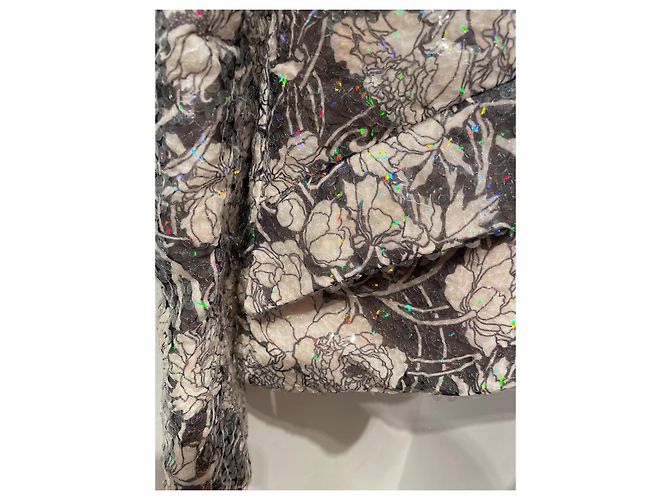 Giacca Chanel con paillettes rosa e grigia in seta Grigio - vista 6