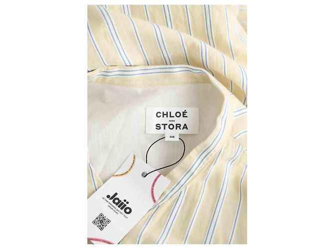 Chloé Stora Vestido de algodón beige - vista 5
