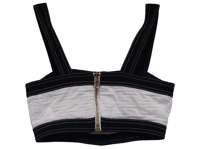Top recortado de jacquard blanco de algodón adornado de Balmain Multicolor - vista 2