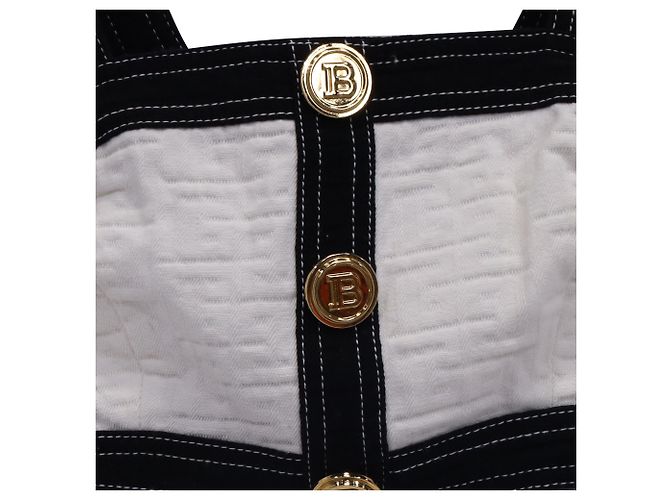 Top recortado de jacquard blanco de algodón adornado de Balmain Multicolor - vista 3