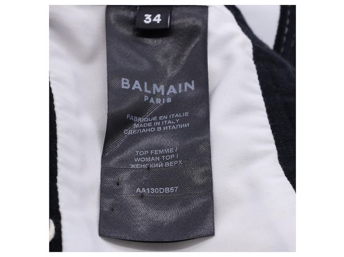 Top recortado de jacquard blanco de algodón adornado de Balmain Multicolor - vista 5