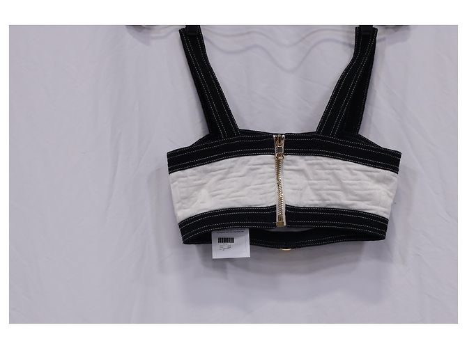 Top recortado de jacquard blanco de algodón adornado de Balmain Multicolor - vista 8