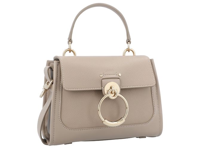 Chloé Mini borsa Tess in pelle grana e morbida Grigio - vista 4