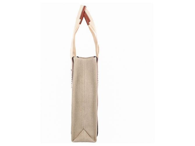 Chloé Woody Tragetasche aus Leinen und Leder Braun Beige - Ansicht 4