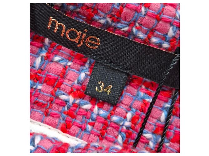 Gonna mini asimmetrica in tweed Maje Jolia in poliamide rosa - vista 3