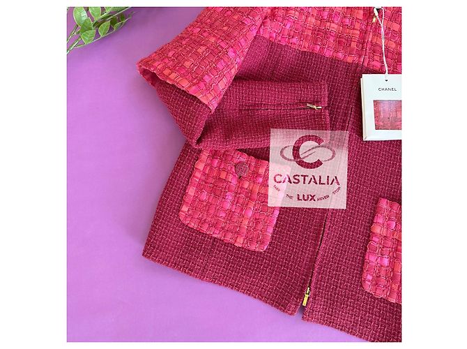 Chanel Chaqueta de tweed a rayas Raspberry 13K$ 42 FR - vista 11