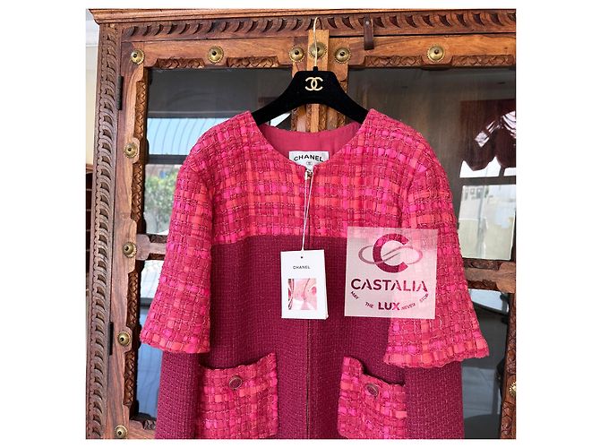 Chanel Chaqueta de tweed a rayas Raspberry 13K$ 42 FR - vista 12