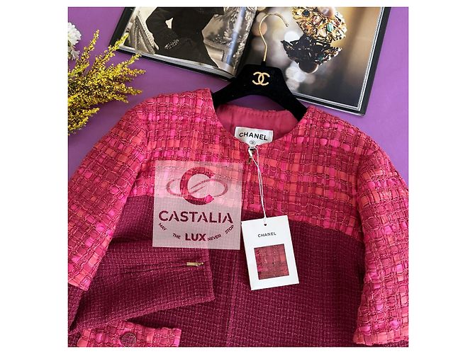 Chanel Chaqueta de tweed a rayas Raspberry 13K$ 42 FR - vista 15