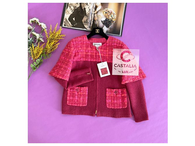 Chanel Chaqueta de tweed a rayas Raspberry 13K$ 42 FR - vista 2