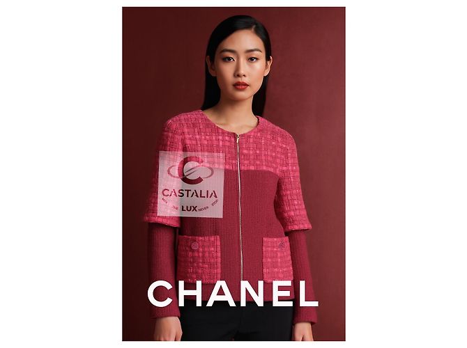 Chanel Chaqueta de tweed a rayas Raspberry 13K$ 42 FR - vista 3