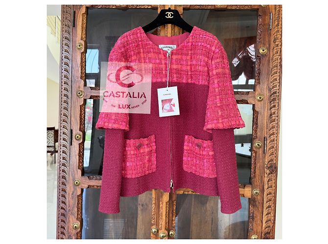 Chanel Chaqueta de tweed a rayas Raspberry 13K$ 42 FR - vista 6