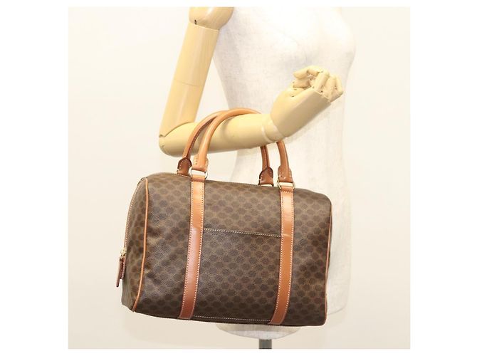 Céline Borsa a mano in tela Macadam CELINE in pelle PVC marrone oro Auth yk18442V D'oro - vista 24
