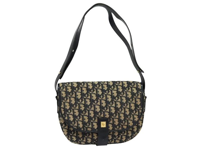 Borsa a spalla in tela Trotter Christian Dior blu navy oro Auth BD2178 D'oro - vista 13