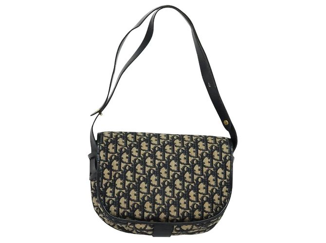 Borsa a spalla in tela Trotter Christian Dior blu navy oro Auth BD2178 D'oro - vista 2