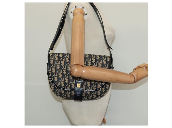 Borsa a spalla in tela Trotter Christian Dior blu navy oro Auth BD2178 D'oro - vista 21