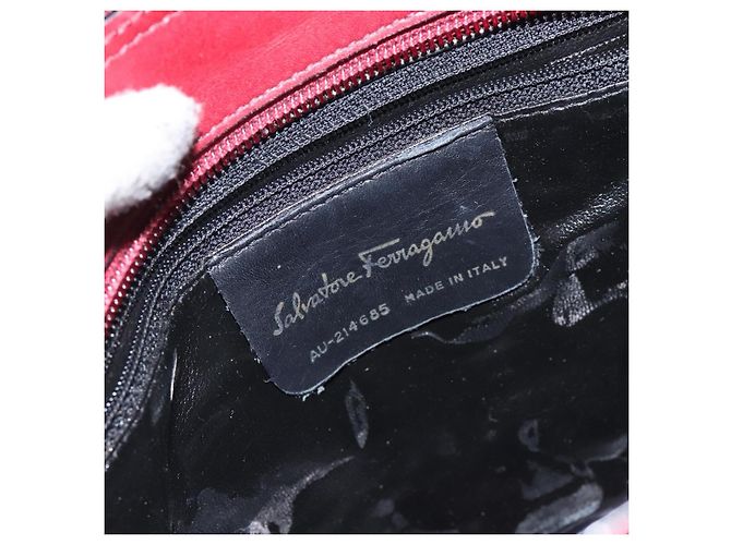 Borsa a spalla Vala in tela rossa e oro Auth BA2450 di Salvatore Ferragamo Rosso D'oro - vista 12