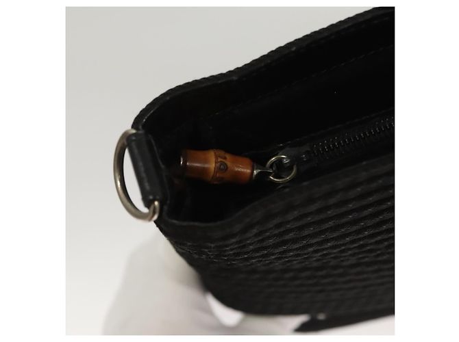 Borsa a mano in tela GUCCI Bamboo 2way Nera Argento 000 1998 0540 Auth BD2082 Nero - vista 10