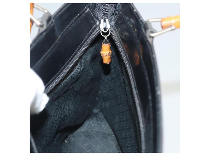 Borsa a mano in tela GUCCI Bamboo 2way Nera Argento 000 1998 0540 Auth BD2082 Nero - vista 18