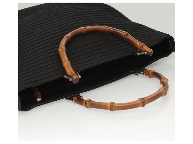 Borsa a mano in tela GUCCI Bamboo 2way Nera Argento 000 1998 0540 Auth BD2082 Nero - vista 6