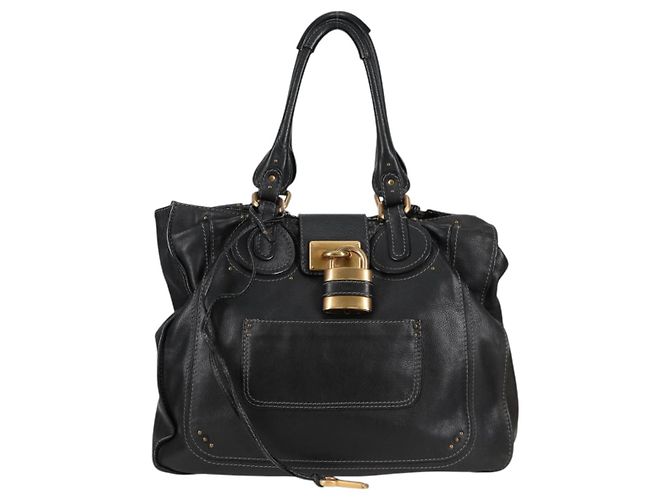 Chloé Sac à main Chloe Paddington en cuir noir or argent Auth PP580V - vue 13