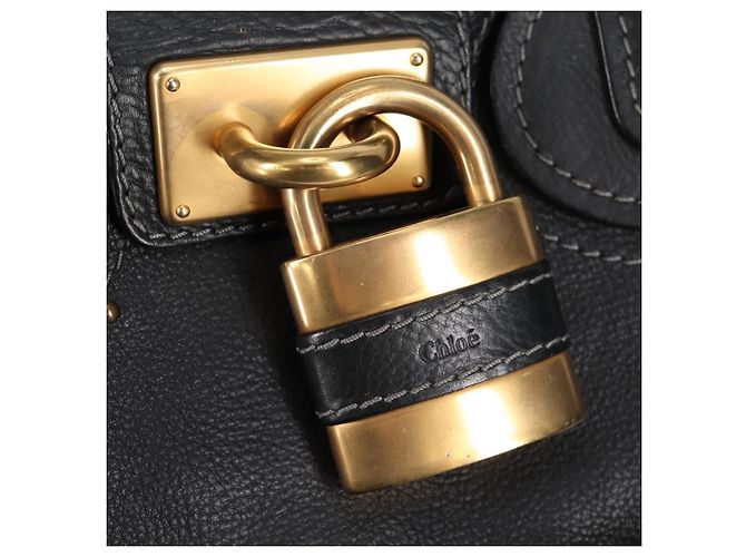 Chloé Sac à main Chloe Paddington en cuir noir or argent Auth PP580V - vue 18
