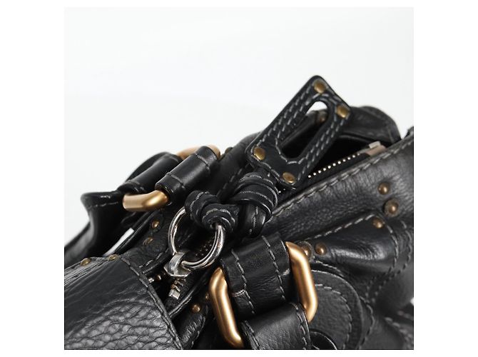 Chloé Sac à main Chloe Paddington en cuir noir or argent Auth PP580V - vue 19