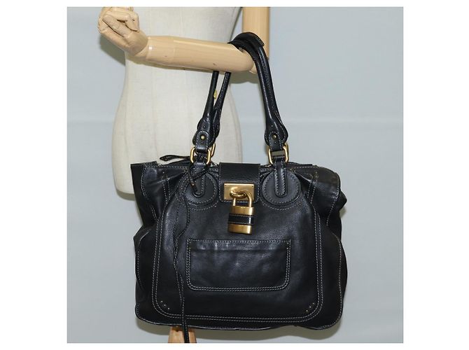 Chloé Sac à main Chloe Paddington en cuir noir or argent Auth PP580V - vue 27