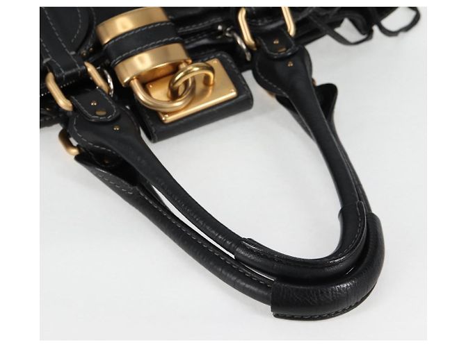 Chloé Sac à main Chloe Paddington en cuir noir or argent Auth PP580V - vue 7