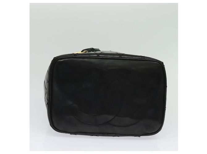 CHANEL Matelassé Vanity Pouch Smalto Nero Oro CC Auth bs26105 D'oro - vista 5