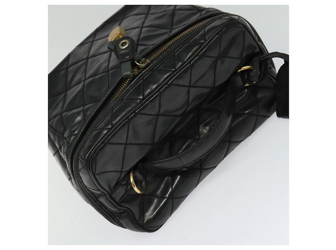 CHANEL Matelassé Vanity Pouch Smalto Nero Oro CC Auth bs26105 D'oro - vista 6
