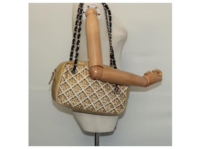 Borsa a Spalla con Catena CHANEL Smalto Beige CC Auth 125492 - vista 21