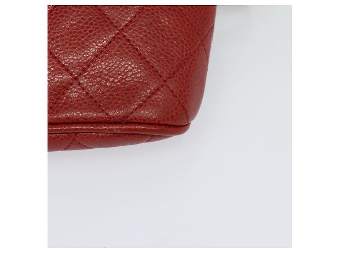 CHANEL Borsa a vita Matelassé Pelle Caviar Rossa Oro CC Auth BD2190 Rosso D'oro - vista 16