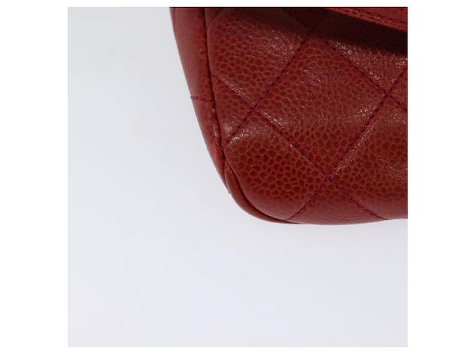 CHANEL Borsa a vita Matelassé Pelle Caviar Rossa Oro CC Auth BD2190 Rosso D'oro - vista 17